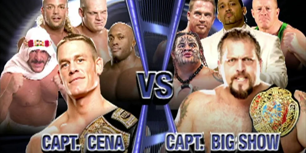 team cena vs team big show wwe survivor series 2006 match card graphics
