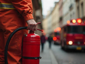 fire warden with extinguisher