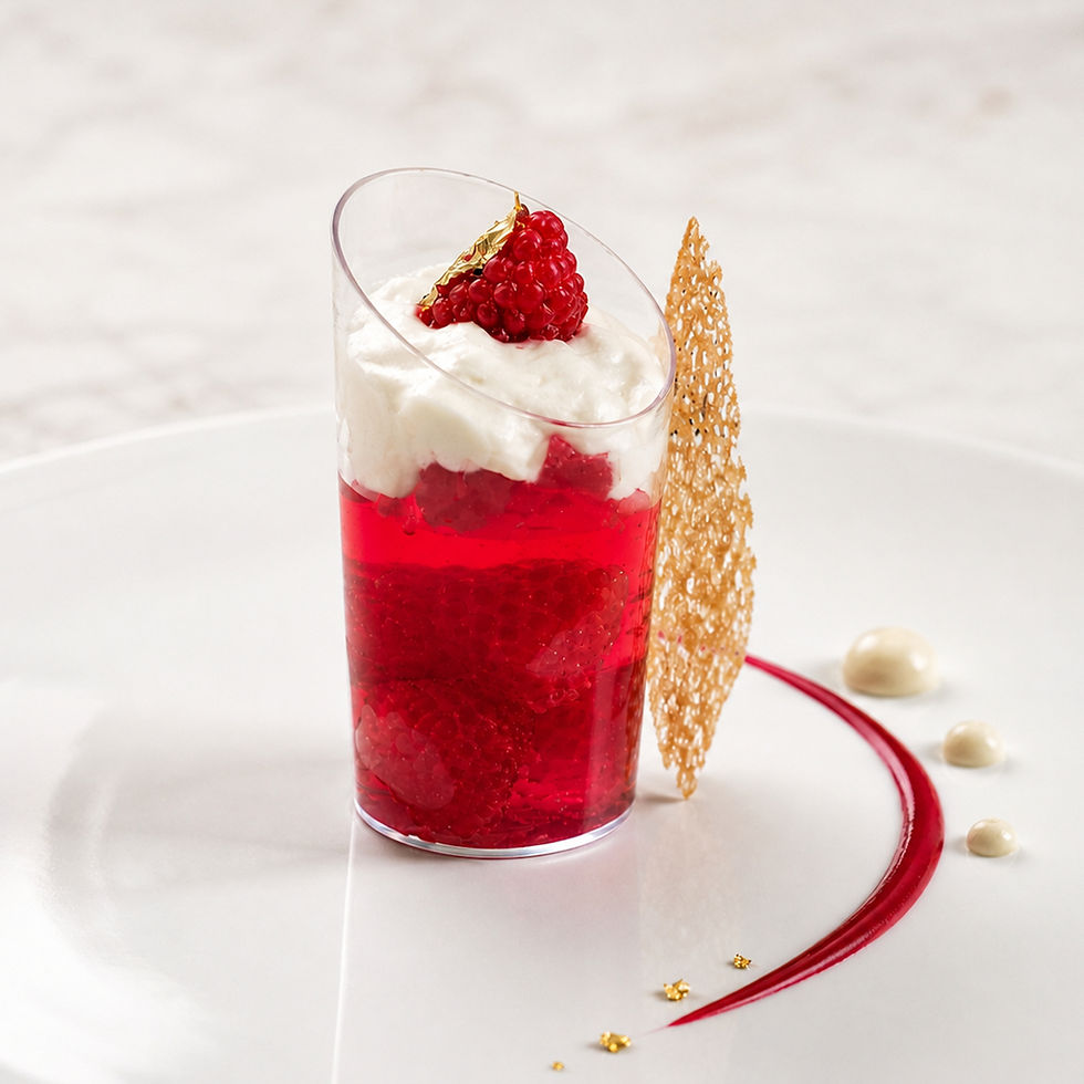 Este sofisticado fake dessert evoca los postres de autor más exclusivos
