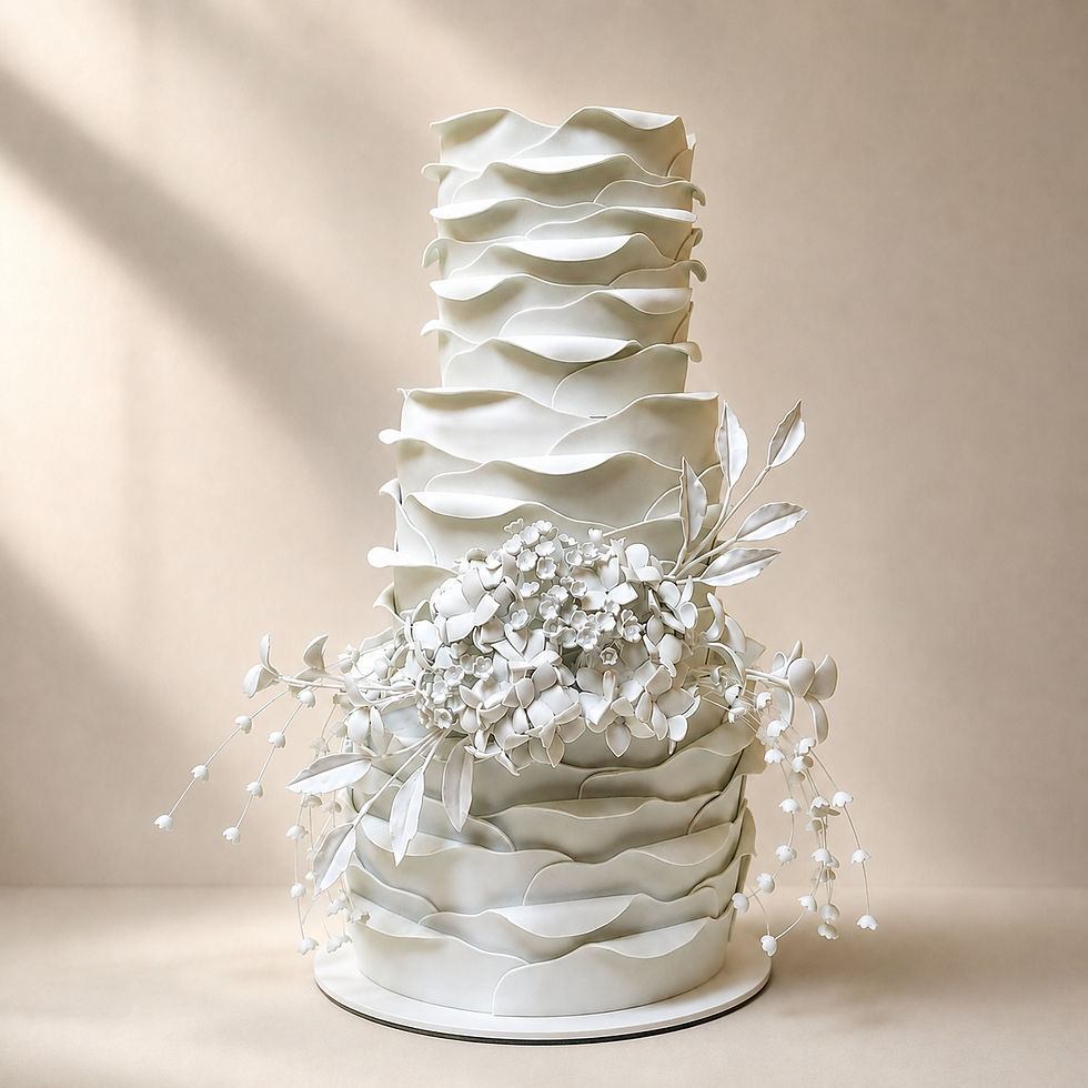 Luxury fake wedding cake for elegant wedding decoration with handcrafted sugar flowers