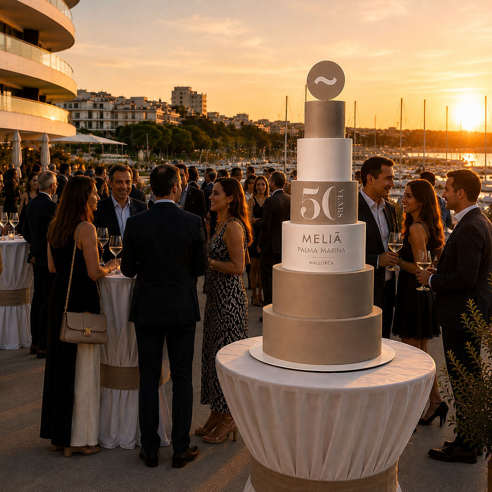 Miniatura: Corporate Classic XL personalizado para Meliá Palma Marina integrado en un evento de 50 aniversario en una terraza de hotel