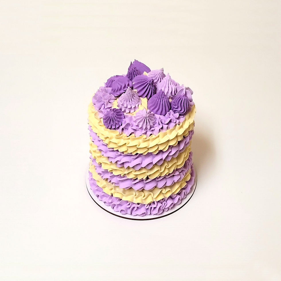 Pastel falso color lavanda y vainilla