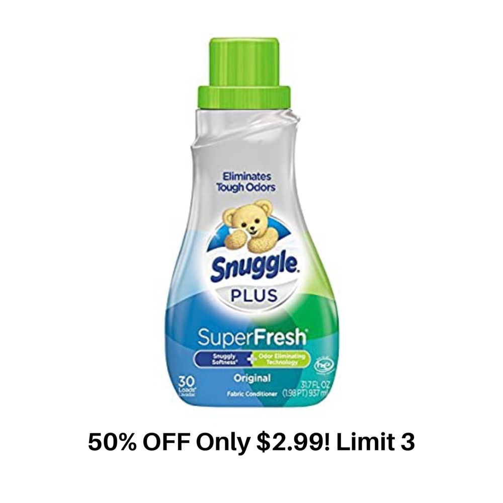 50 OFF Snuggle Plus Super Fresh Fabric Softener 2.99 (Reg. 5.99