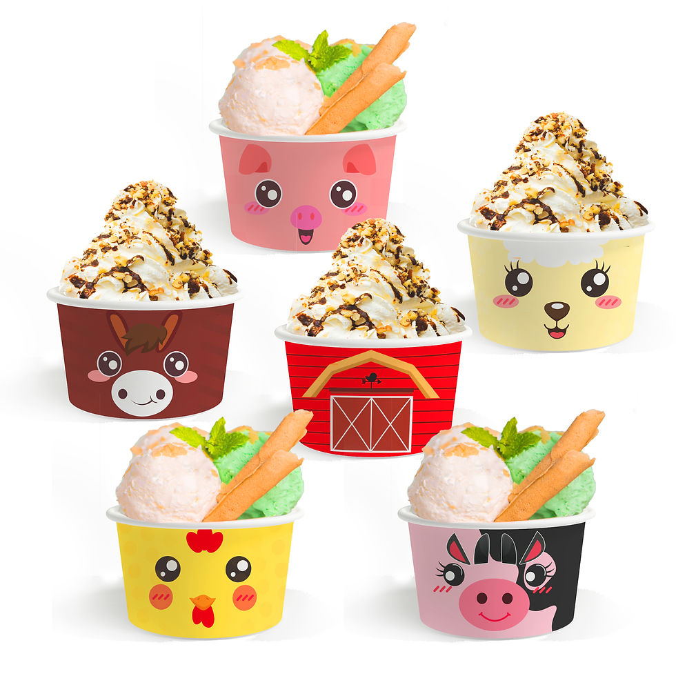 Miniatura: Coppette per Gelato e Dessert con Coperchi a Forma di Animali
