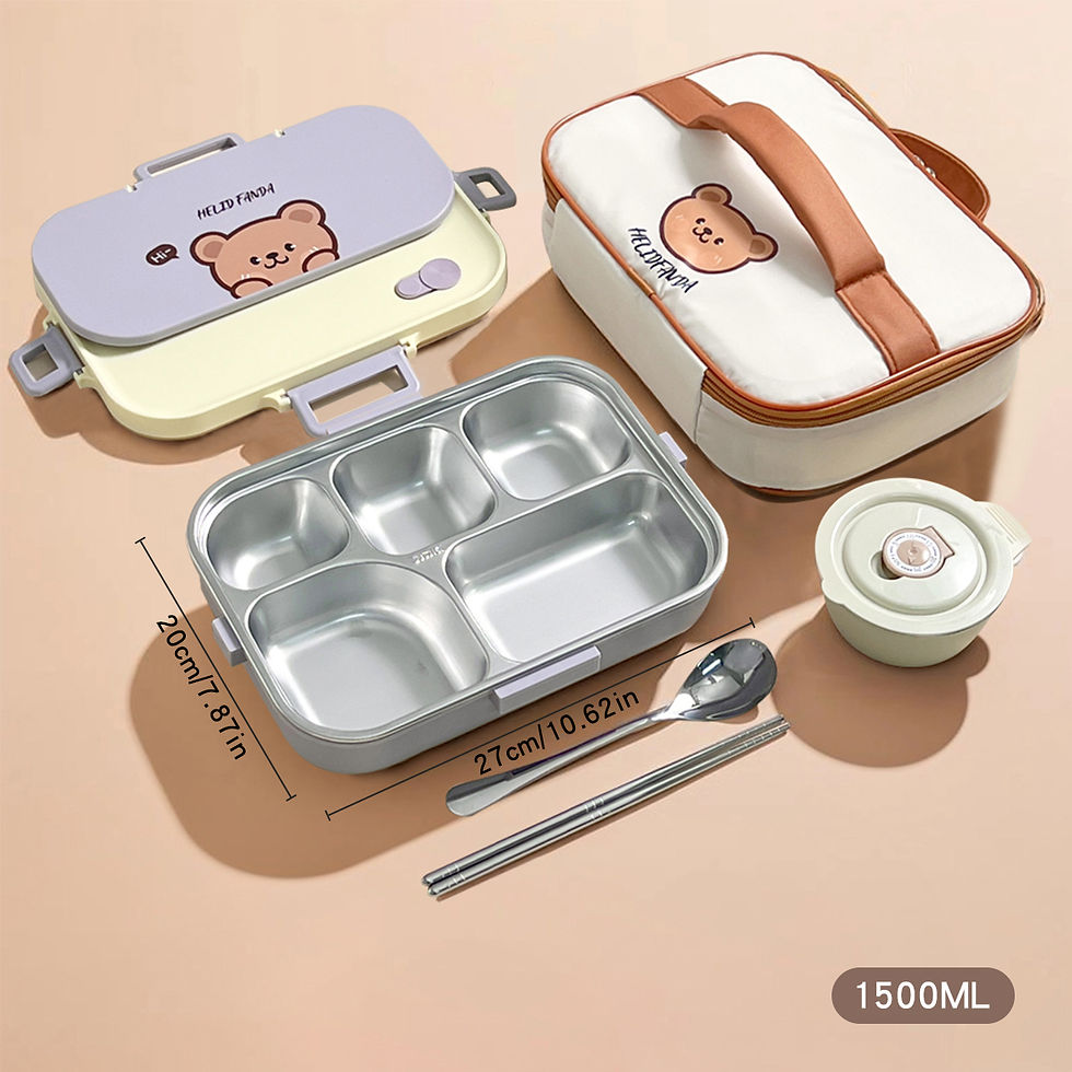 Miniatura: Lunch Box Bambini con 4 Scomparti | Porta Pranzo Ermetico BPA Free per Scuola