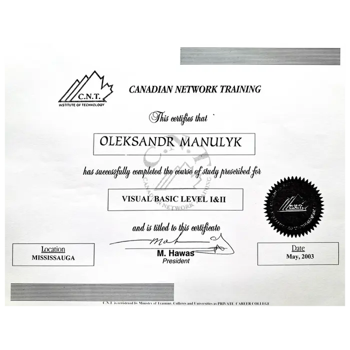 Alexander Manulyk - CANADIAN NETWORK TRAINING