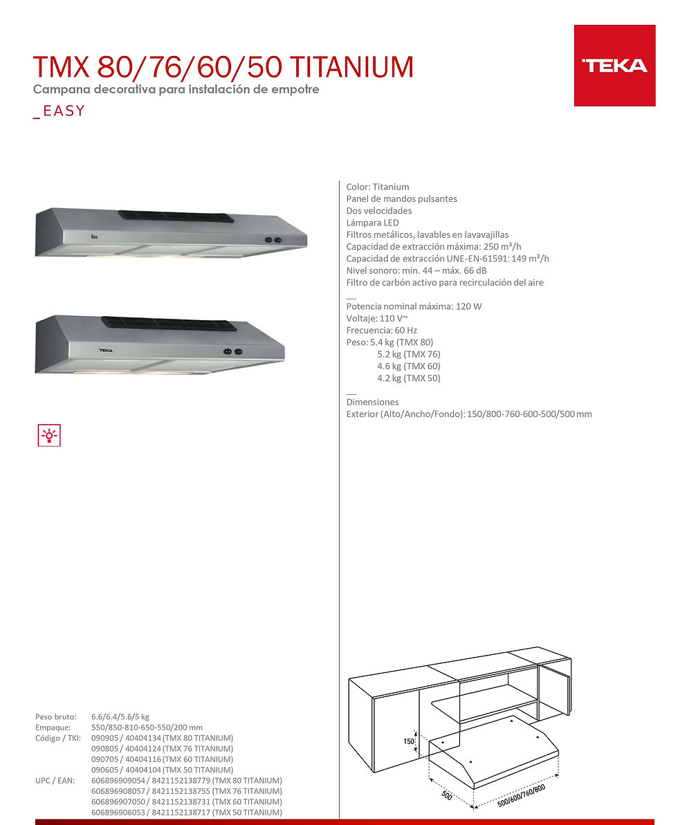 Miniatura: Campana Bajo Alacena/Gabinete Teka TMX 60 TITANIUM 60 cm(24") Acero Inox Titanio