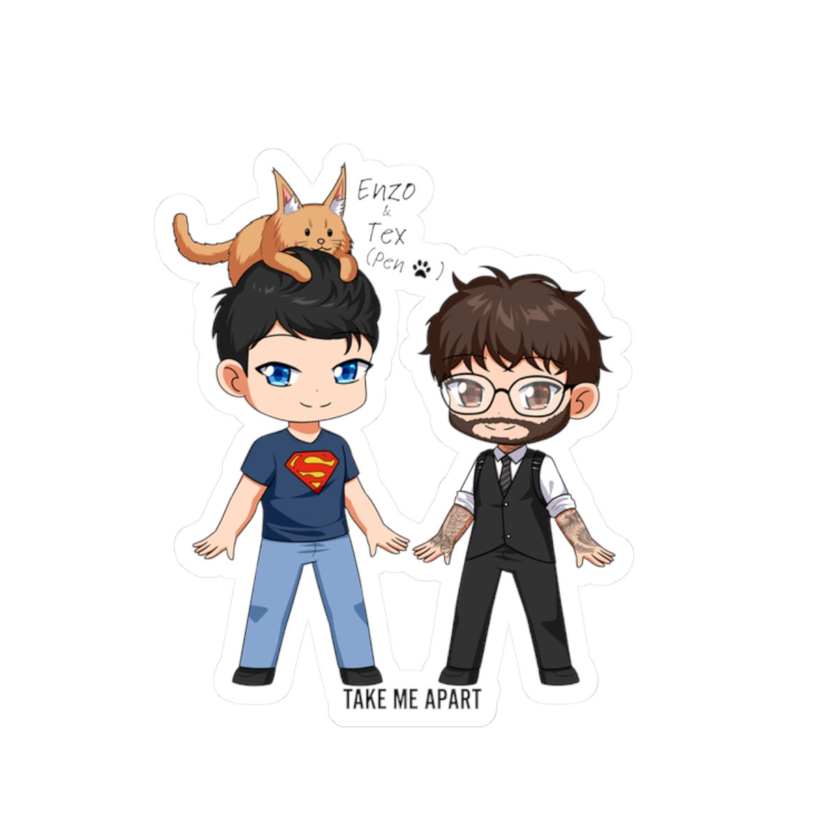Enzo and Tex Chibi Kiss-Cut Stickers 