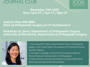 The science of diversity journal club Orthopaedic Surgery IODA JBJS journal Club Antonia Chen Gender Parity