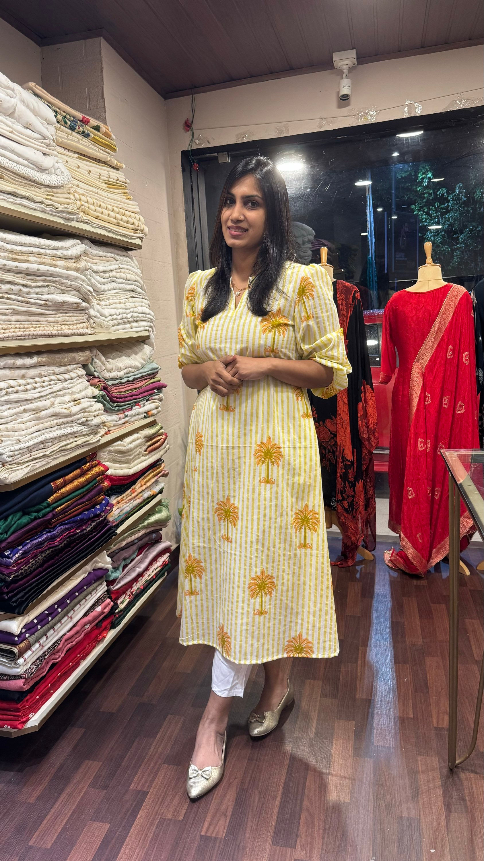 Yellow tree stripes Dress