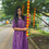 Thumbnail: Onam purple pleated dress 