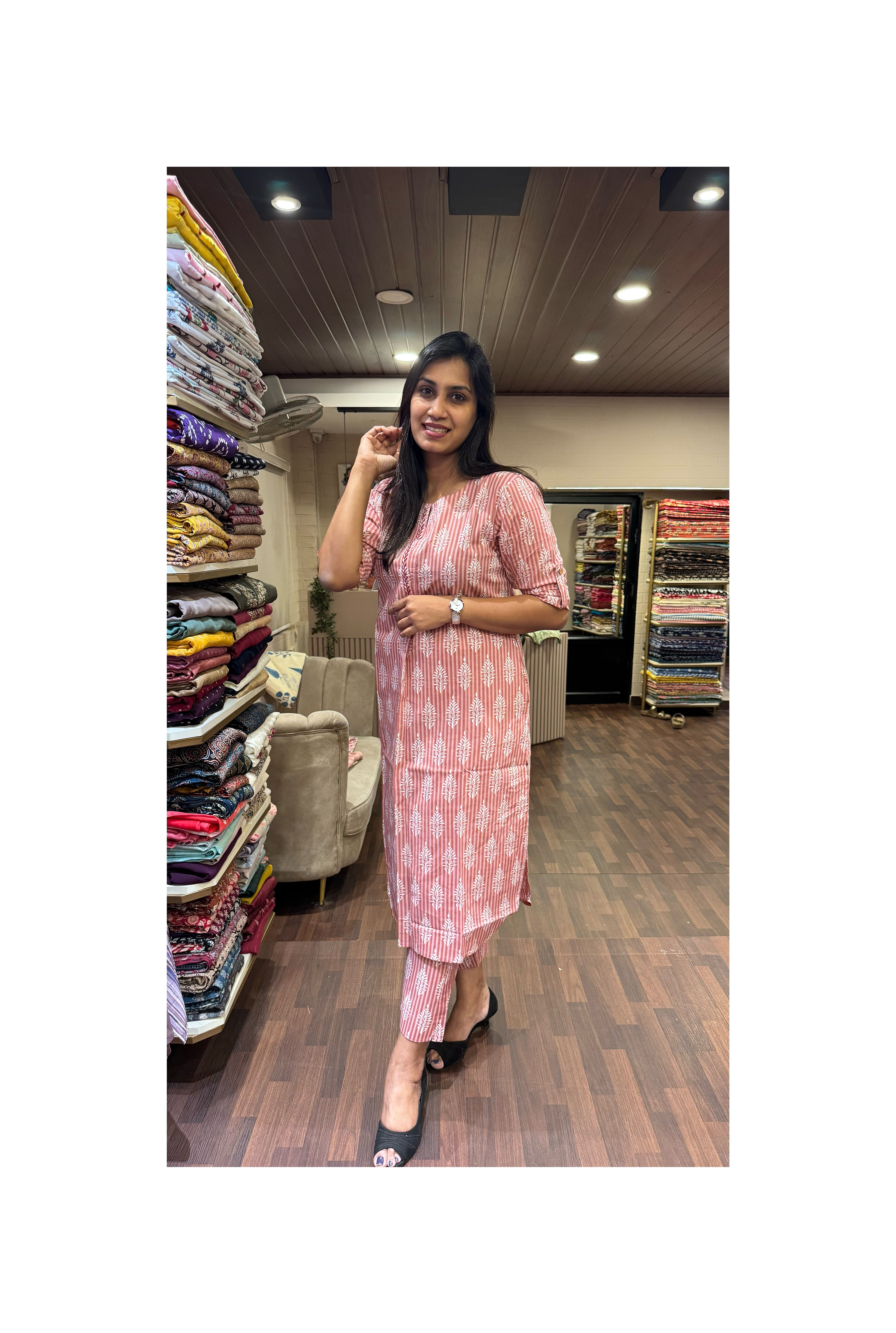 Onion pink cotton pleated Cordset 