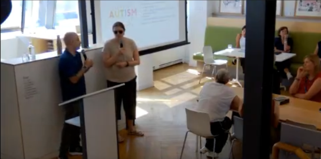Chris and Sarah presenting at Pan Macmillan