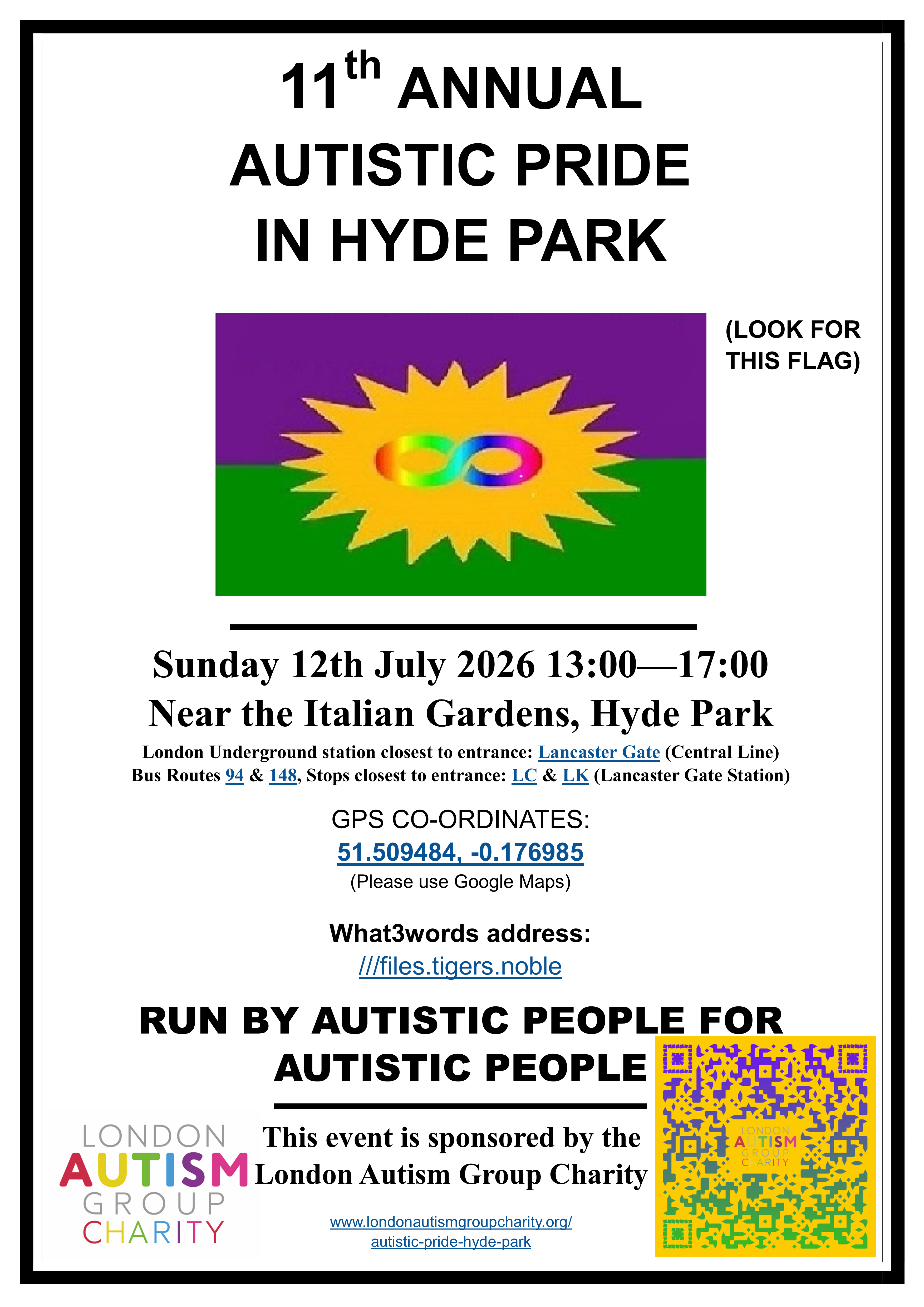 11th Annual Autistic Pride in Hyde Park flyer