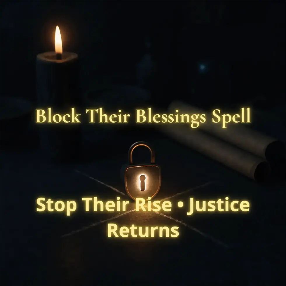 Photo of a ritual for Block Their Blessings Spell showing focused justice spellwork redirecting luck and blocking fortune