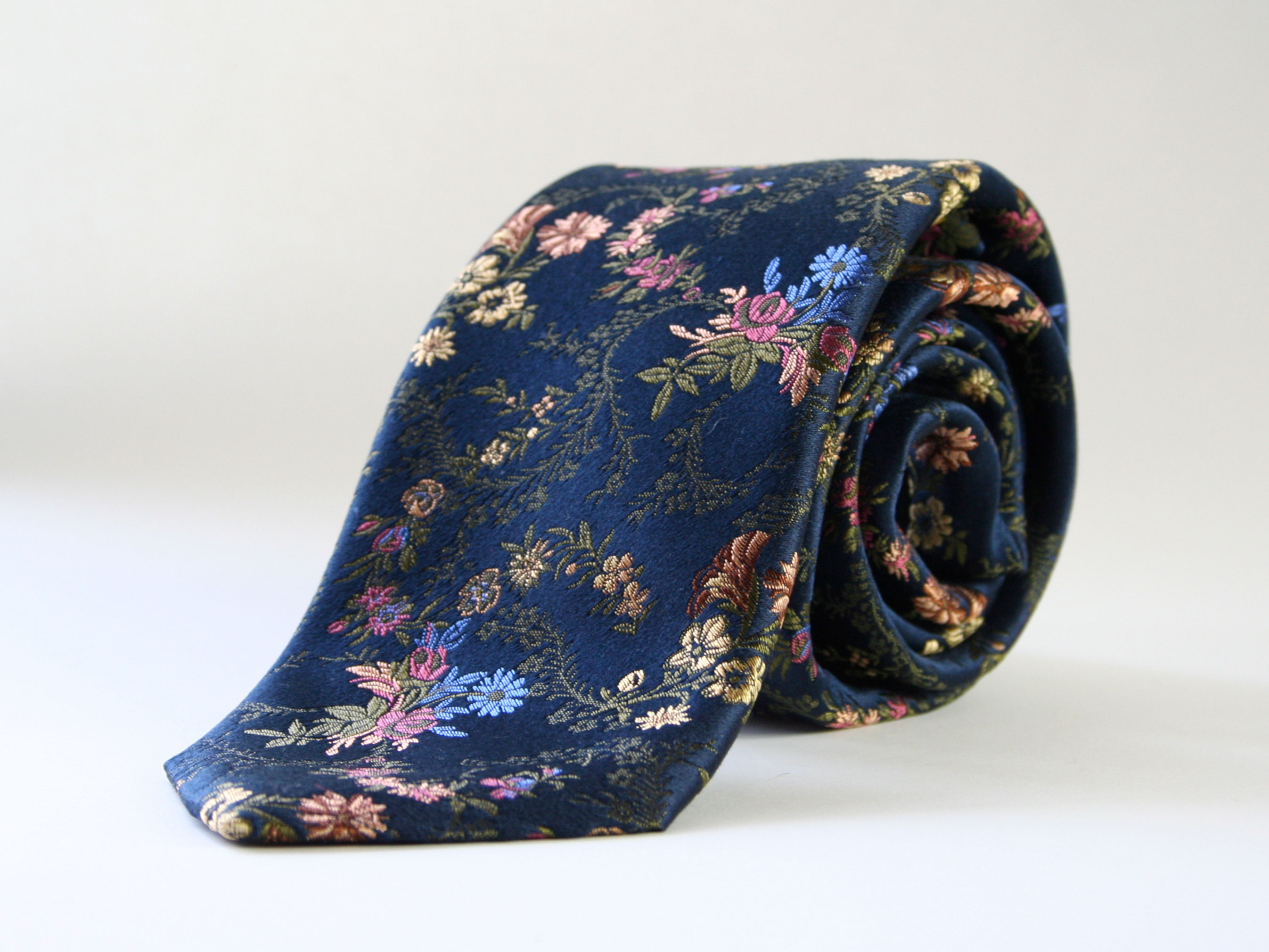 Navy Satin Finish Pure Silk Handmade Tie