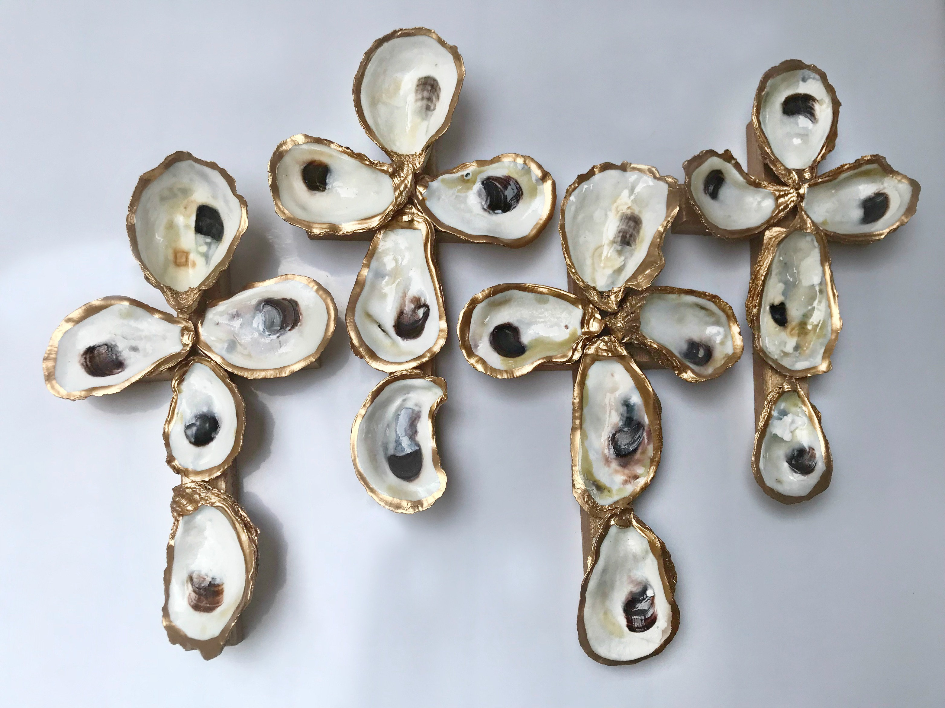 Oyster Cross on Wood