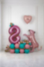 Personalised 8th birthday balloon decoration in pink and teal in Marbella Costa del Sol
