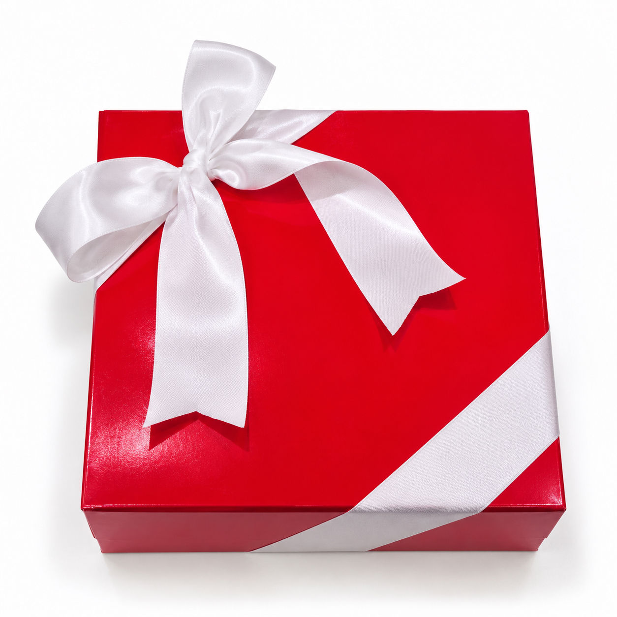 Red Gift Box With Satin Ribbon