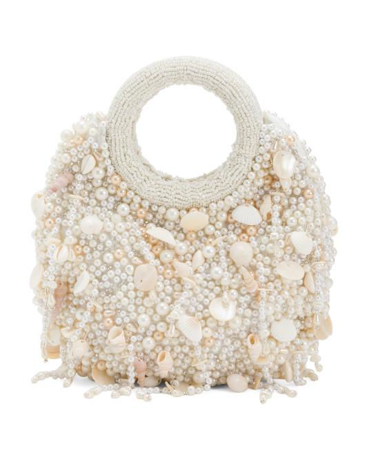 Beaded Shells & Pearl Clutch Bag