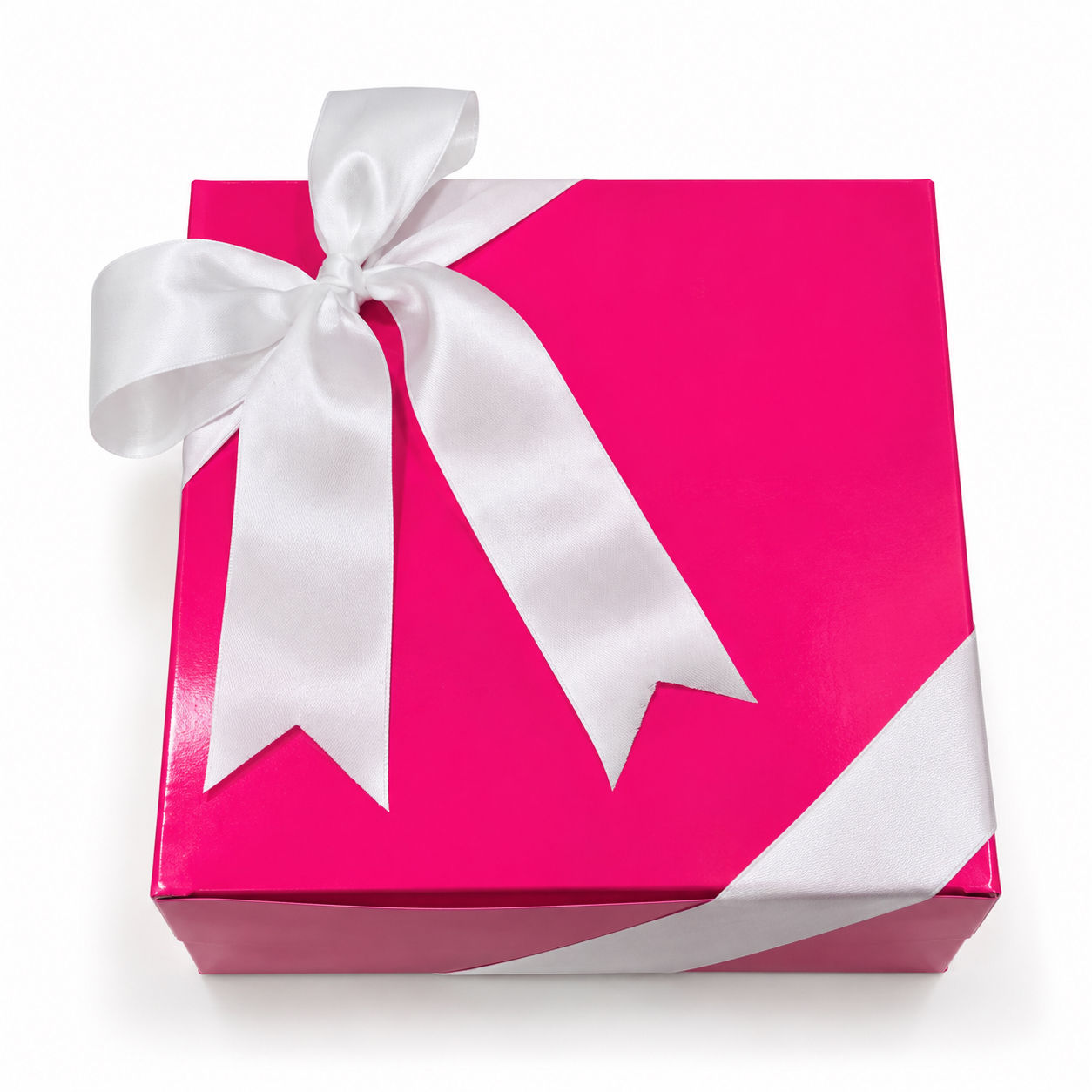 Hot Pink Gift Box With Satin Ribbon
