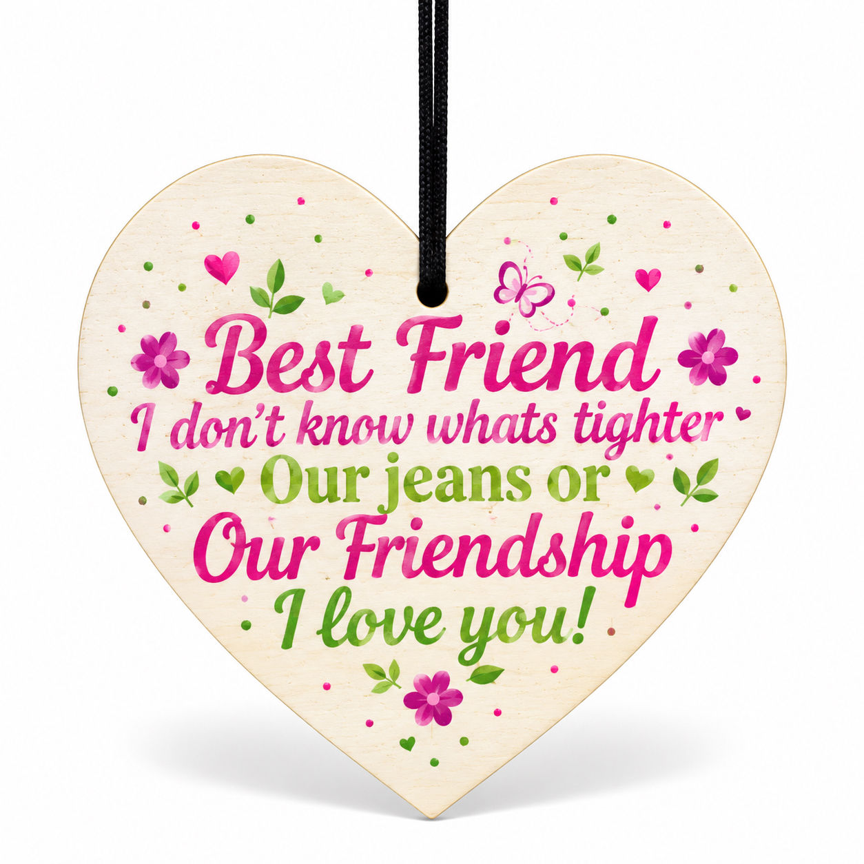 Best Friend I Love You Wooden Heart Ornament