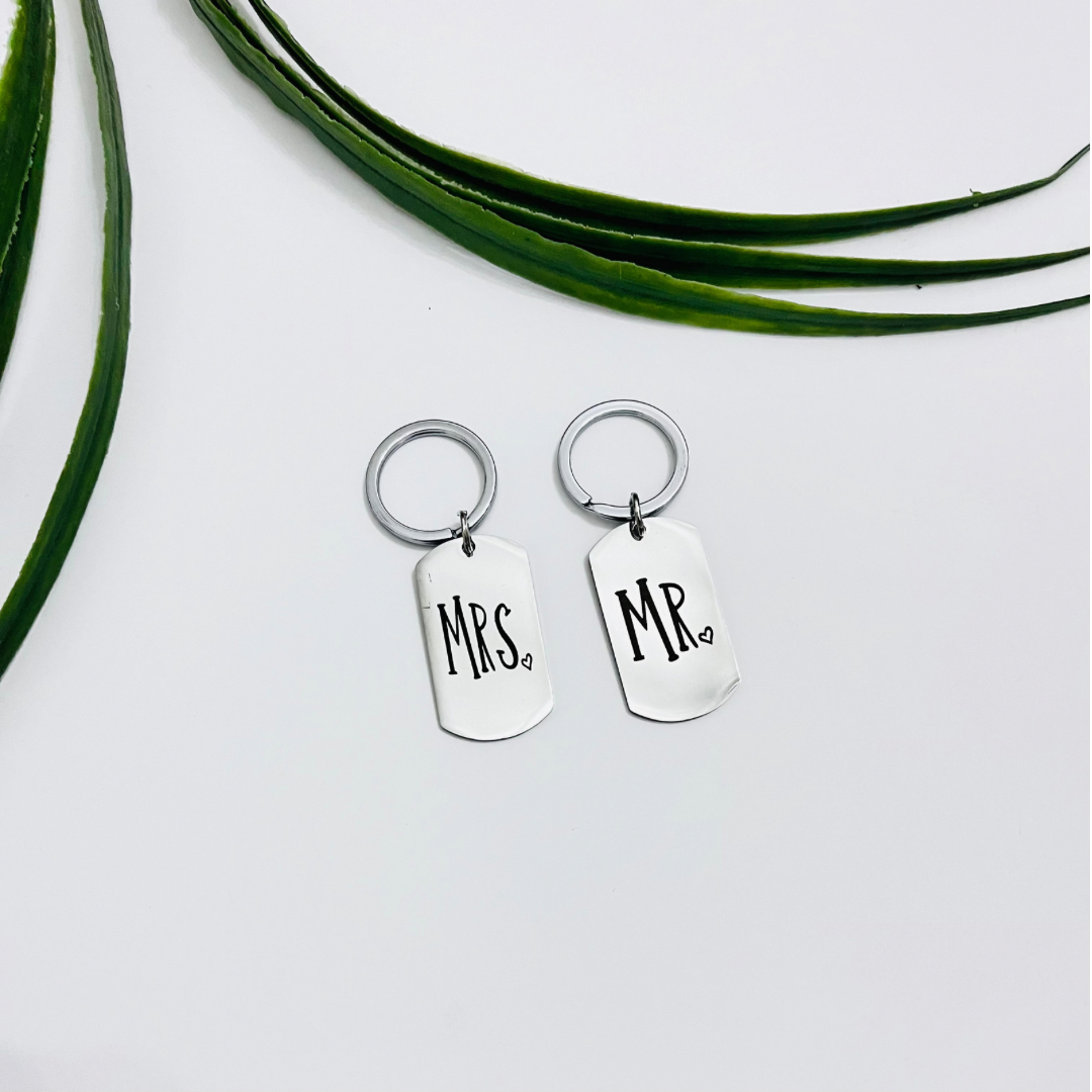 Mr and Mrs Keychain Set