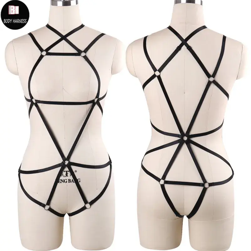 Thumbnail: Pentagram Body Harness Set Punk Belt Bondage Lingerie Body Cage
