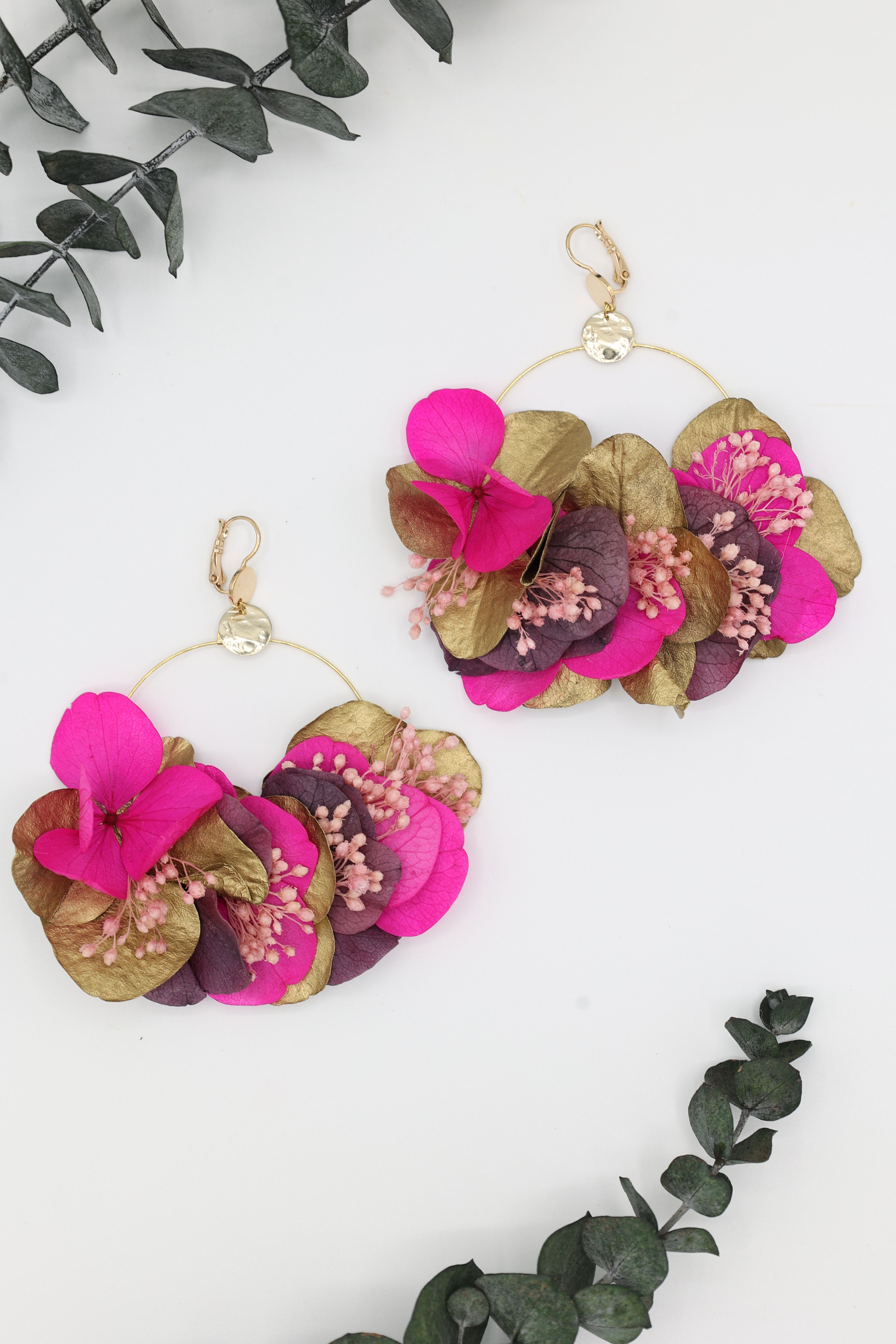 créoles en fleurs stabilisées