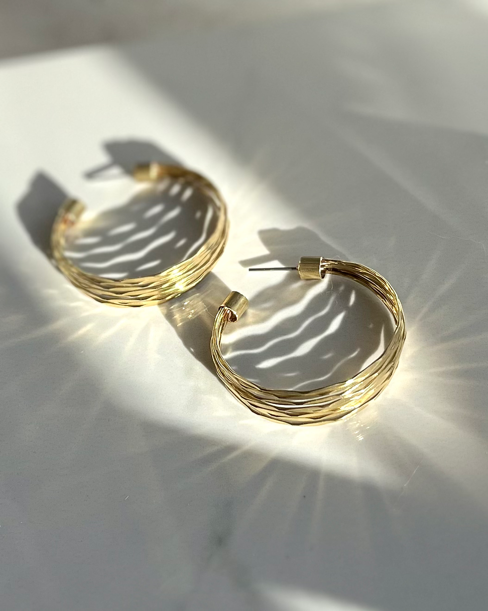 Thumbnail: Vintage Deadstock Brass Hoops in 4 Options FEJ15SET