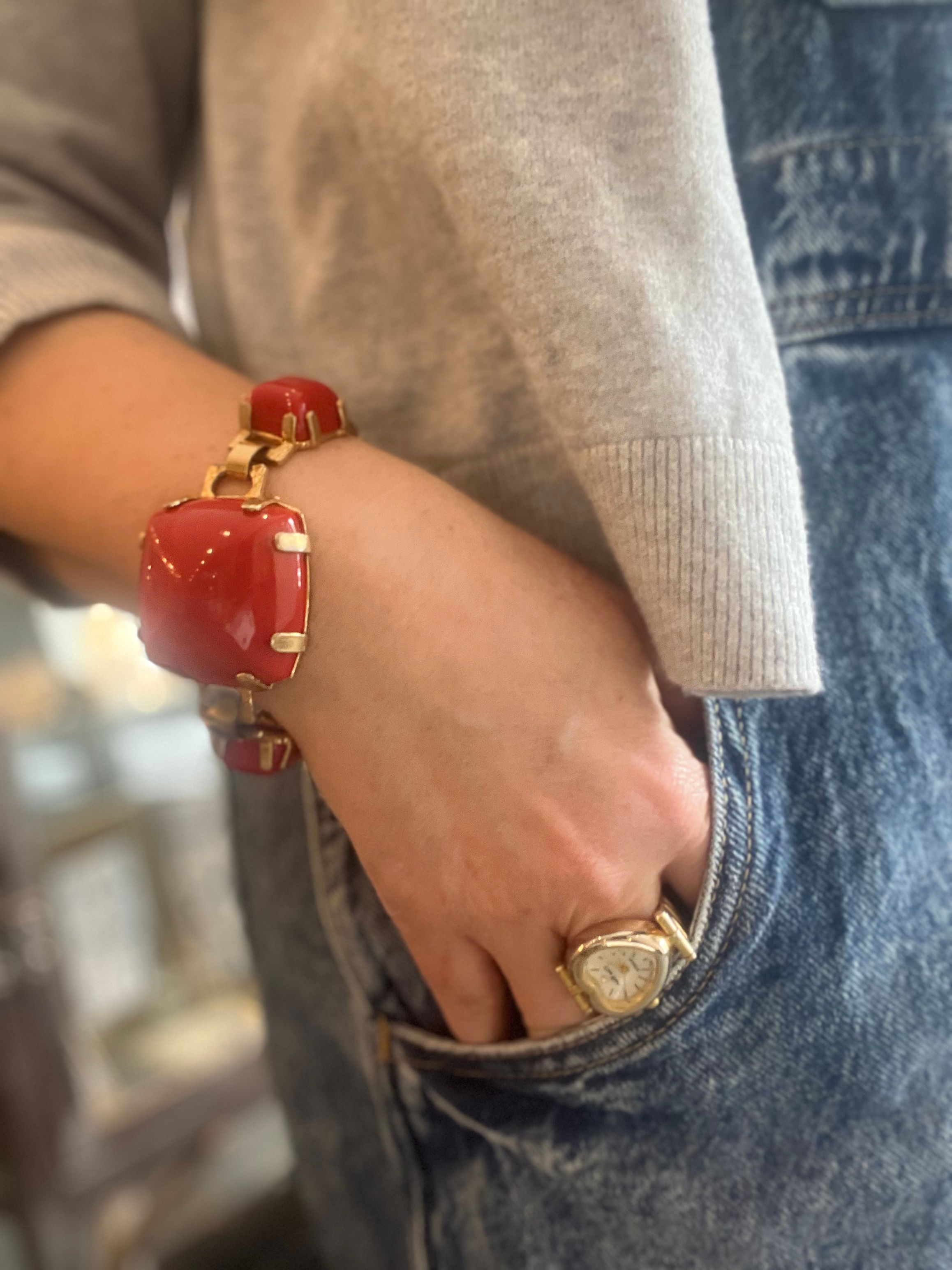 Vintage Goldplate Acrylic Statement Bracelet TVB57