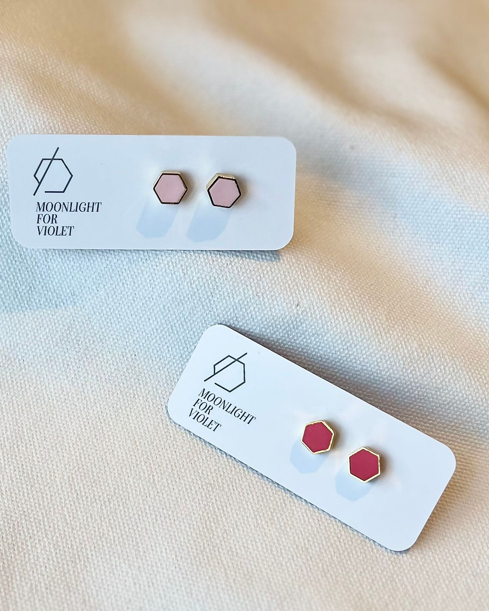 Thumbnail: MOONLIGHT FOR VIOLET Black Sparkle Hexagon Studs MV20090-110