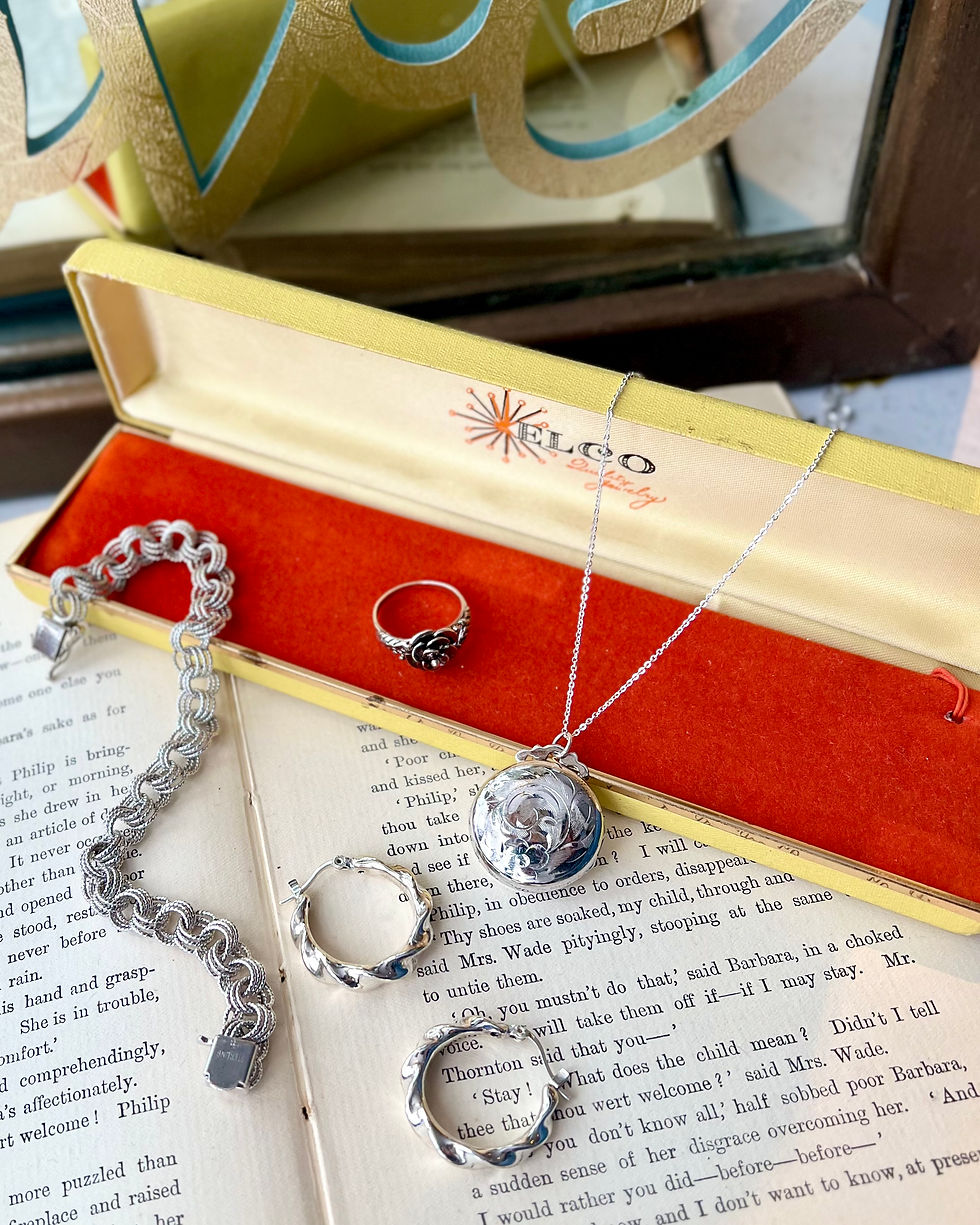 Thumbnail: Vintage Sterling Twist Hoops TVE09