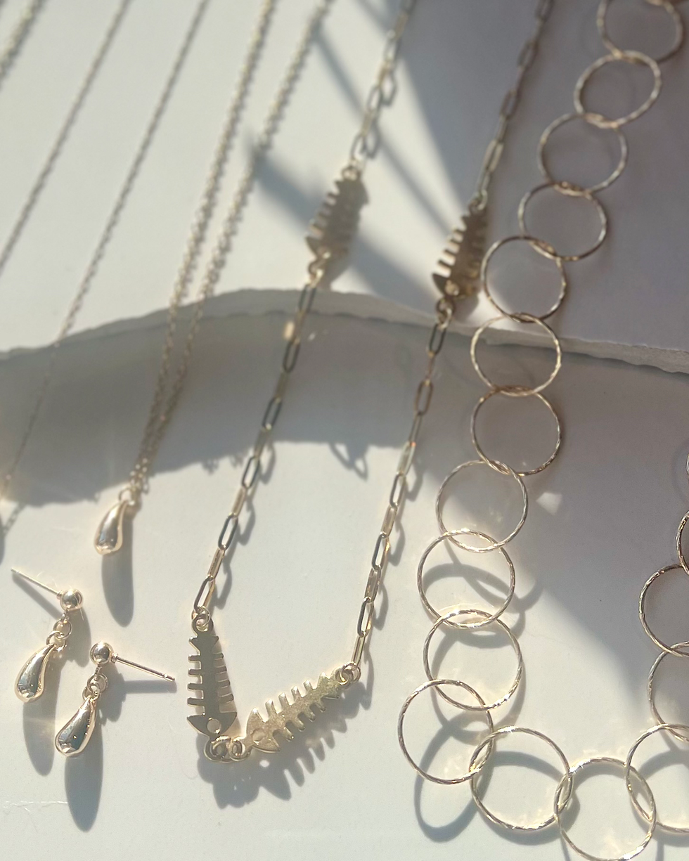 Thumbnail: 14K Goldplate Fishbone Necklace FNJ49