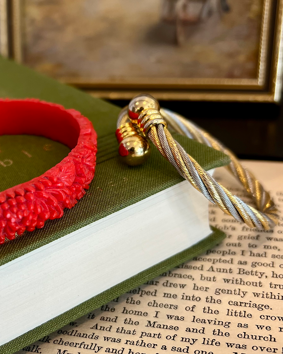 Vintage 1990s Mixed Metal Twisted Cable Design Bangle TVB13