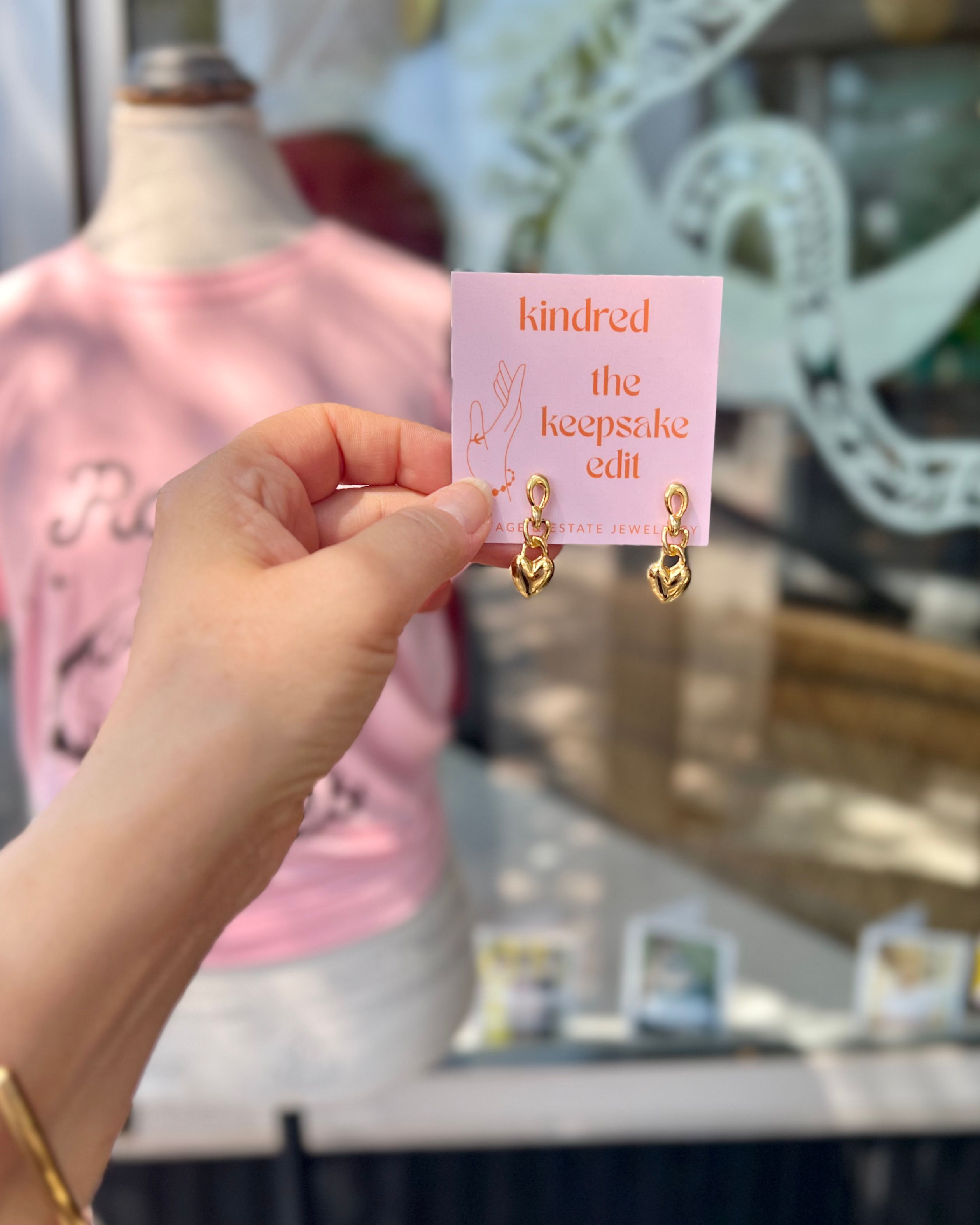 Vintage Goldplate Heart Drop Earrings