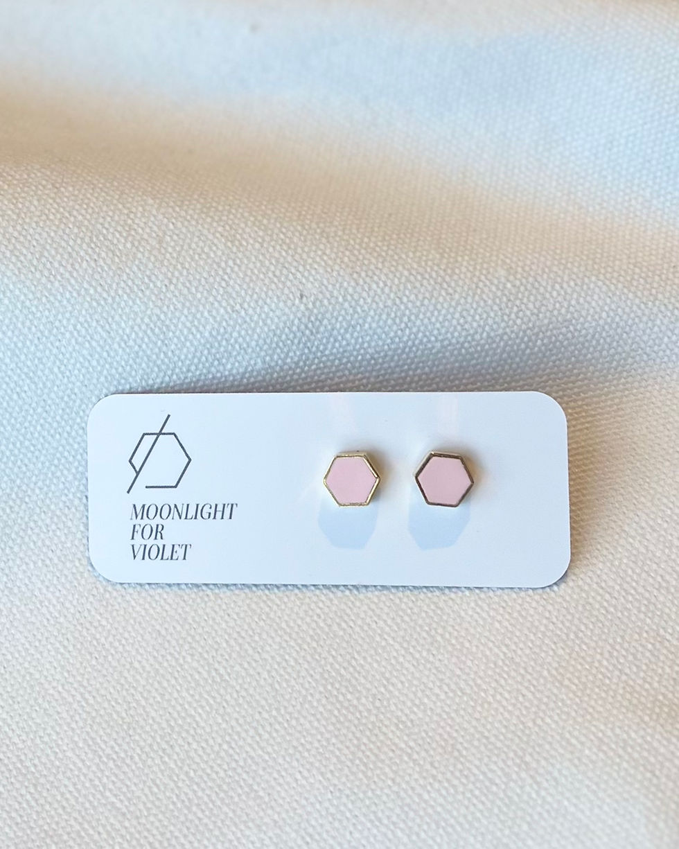 Thumbnail: MOONLIGHT FOR VIOLET Dusk Blue Hexagon Studs MV20090-041