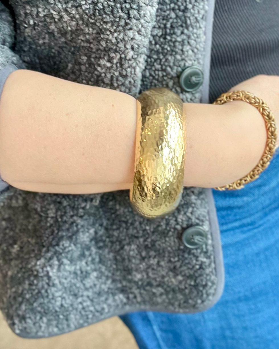 Thumbnail: Vintage Goldplate Hammered Hammered  Statement Cuff TVB42