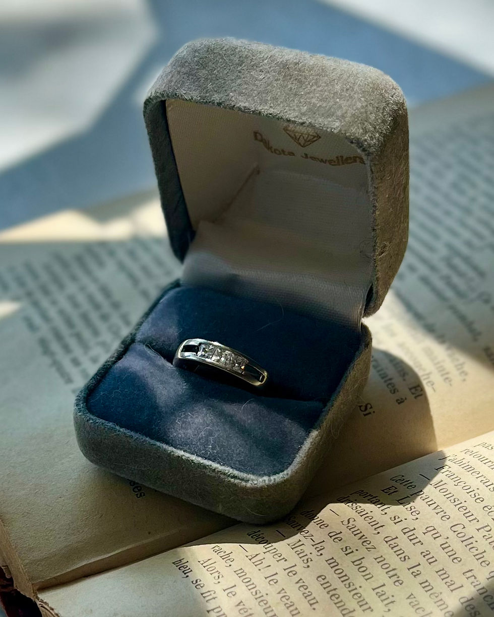 Thumbnail: Vintage Sterling + Cubic Zirconia Channel Ring Band TVR13