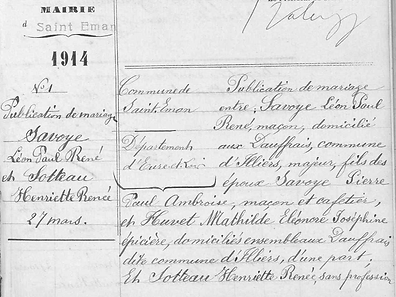 acte de publication de mariage de Léon Savoye et Henriette Sotteau