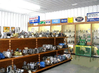 Schroeter diesel technology museum display shelves.