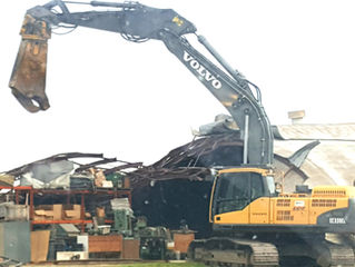 Tornado damage to a storage building at Central Fuel Injection.