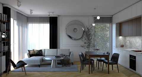 Projekt wnętrza klasycznego salonu w Bydgoszczy