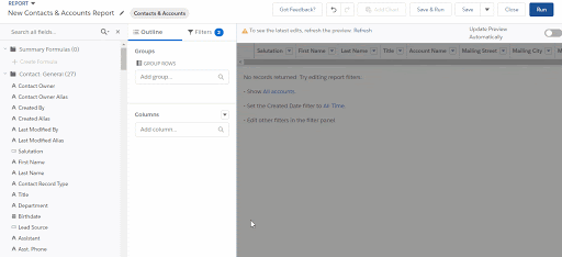Salesforce Multi-field Selection for Report Creation