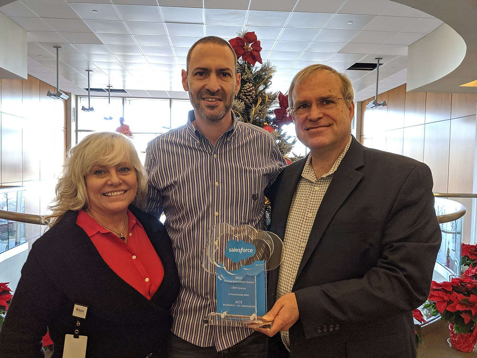 CRM Science Founder Ami Assayag with Kim Power and Peter Kress of Acts Retirement-Life Communities
