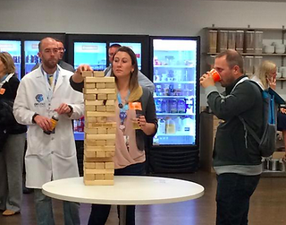 Kirk and Attendee with Giant Jenga