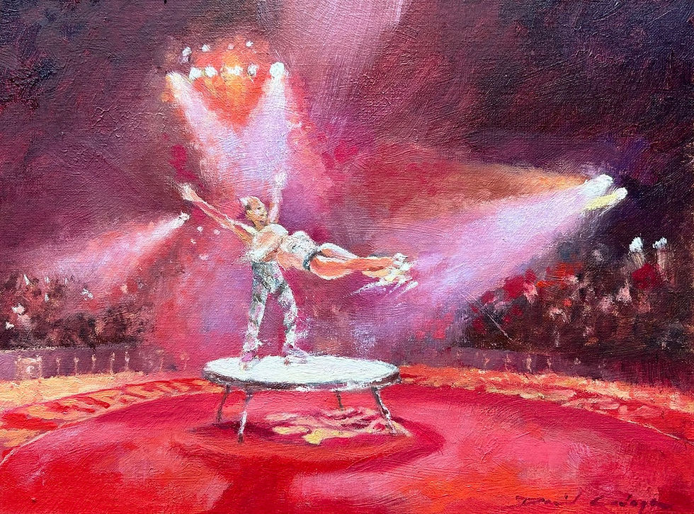 'Flying roller skates, Giffords Circus - Evenley Wood' Print