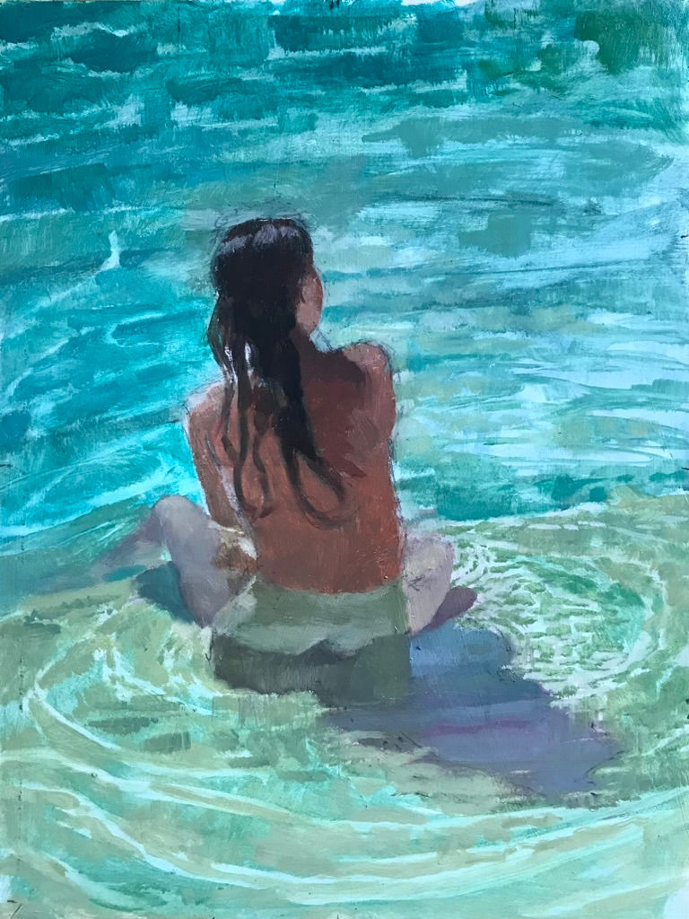 'Sitting On The Pool Steps' Print