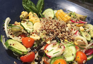 Tomato-Avocado-Quinoa Bowl tossed