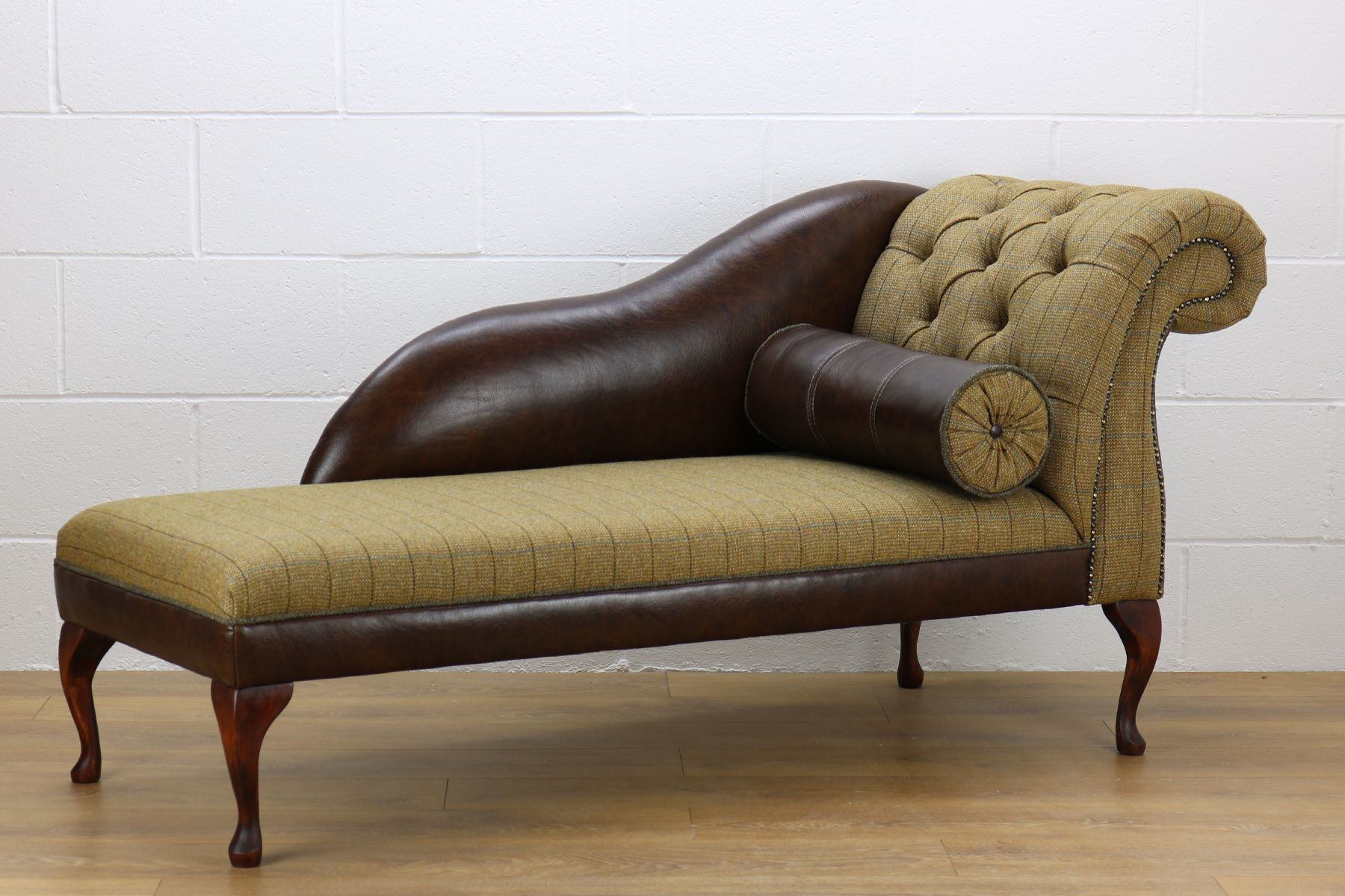 RHF Harris Tweed/ leather chaise longue